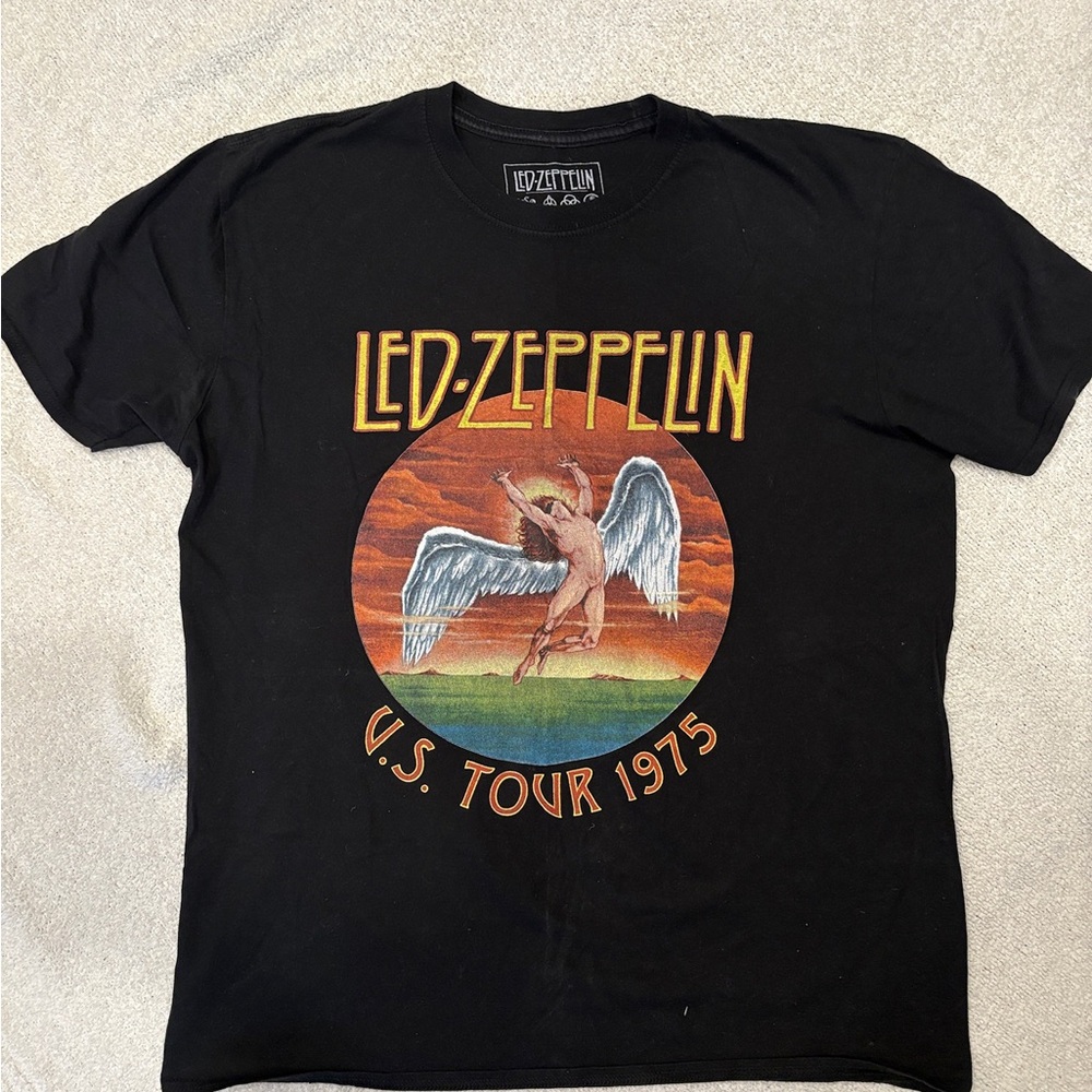 Led Zeppelin U.S. Tour 1975 Black T-Shirt